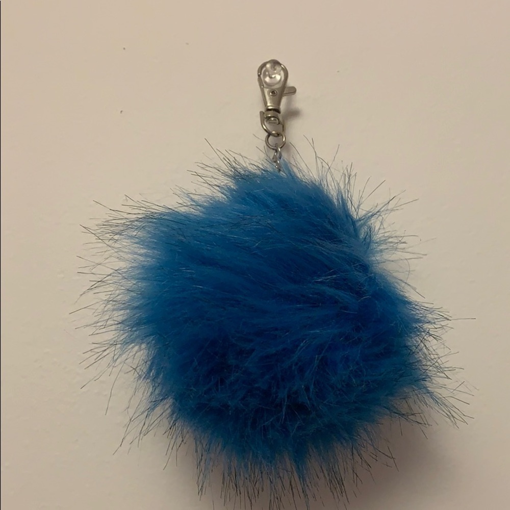 Blue puffball keychain